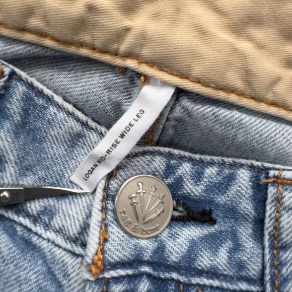 Rag & Bone Featherweight Logan Wide-Leg Jeans Audrey Light Wash Blue 27 - Picture 7 of 15